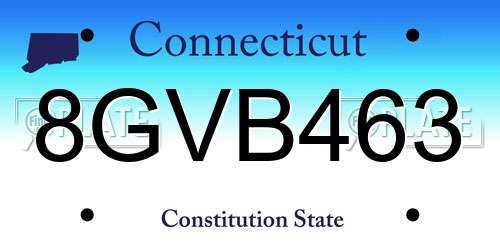 8GVB463 Connecticut License Plate
