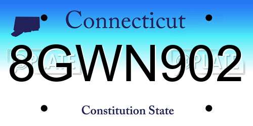 8GWN902 Connecticut License Plate