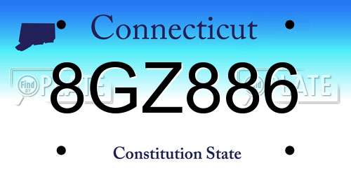 8GZ886 Connecticut License Plate