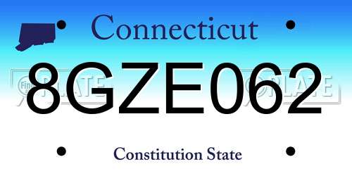 8GZE062 Connecticut License Plate