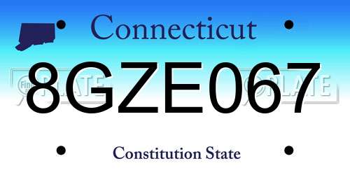 8GZE067 Connecticut License Plate