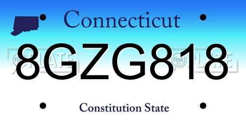 8GZG818 Connecticut License Plate
