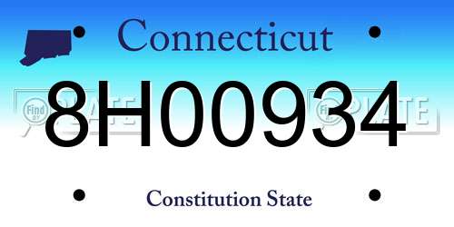 8H00934 Connecticut License Plate