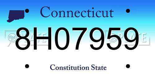 8H07959 Connecticut License Plate