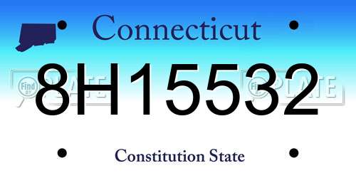 8H15532 Connecticut License Plate