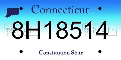 8H18514 Connecticut License Plate