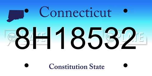 8H18532 Connecticut License Plate