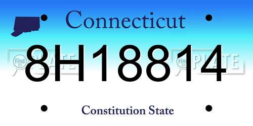 8H18814 Connecticut License Plate