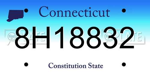8H18832 Connecticut License Plate
