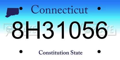 8H31056 Connecticut License Plate