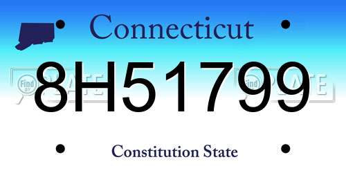 8H51799 Connecticut License Plate