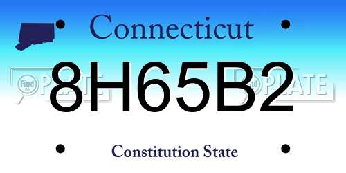8H65B2 Connecticut License Plate