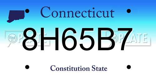 8H65B7 Connecticut License Plate