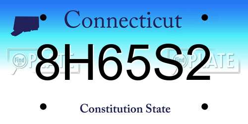 8H65S2 Connecticut License Plate