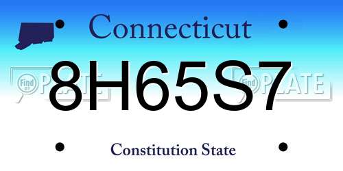 8H65S7 Connecticut License Plate