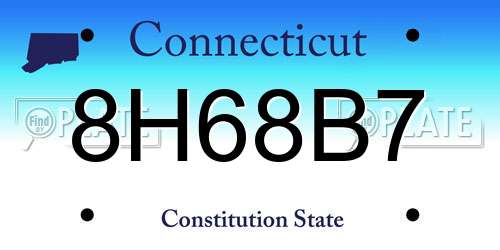 8H68B7 Connecticut License Plate