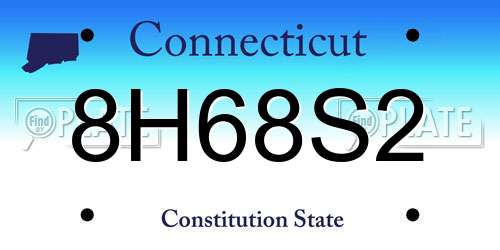 8H68S2 Connecticut License Plate