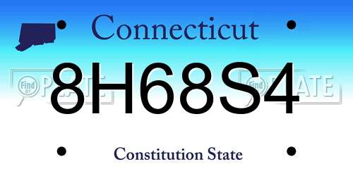 8H68S4 Connecticut License Plate