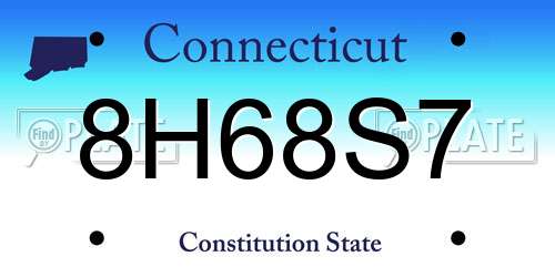 8H68S7 Connecticut License Plate