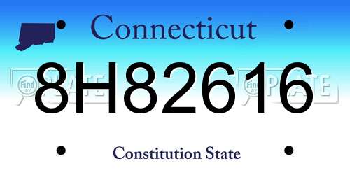 8H82616 Connecticut License Plate