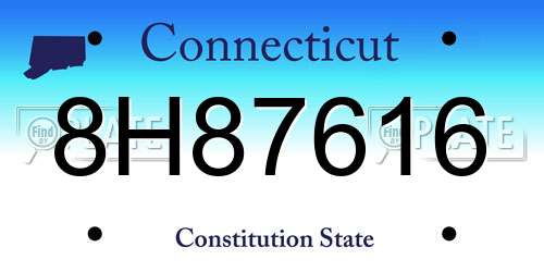 8H87616 Connecticut License Plate