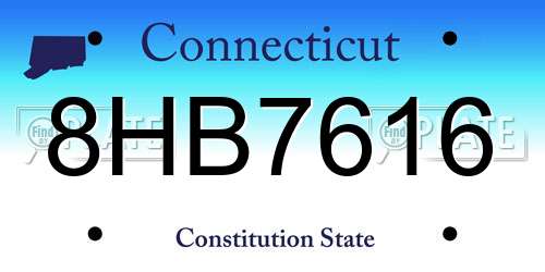 8HB7616 Connecticut License Plate