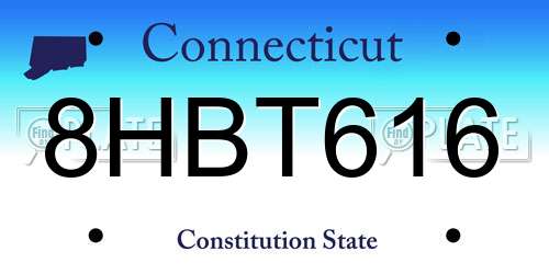 8HBT616 Connecticut License Plate