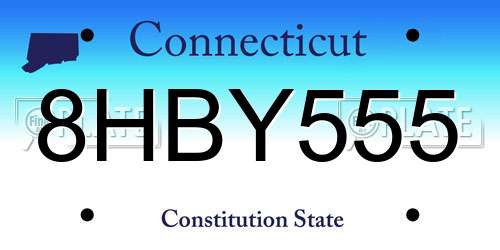 8HBY555 Connecticut License Plate
