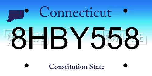 8HBY558 Connecticut License Plate