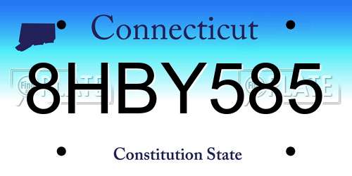 8HBY585 Connecticut License Plate