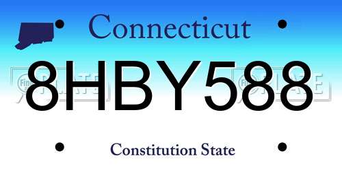 8HBY588 Connecticut License Plate