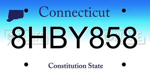 8HBY858 Connecticut License Plate