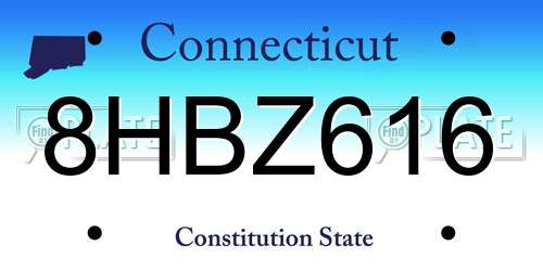 8HBZ616 Connecticut License Plate