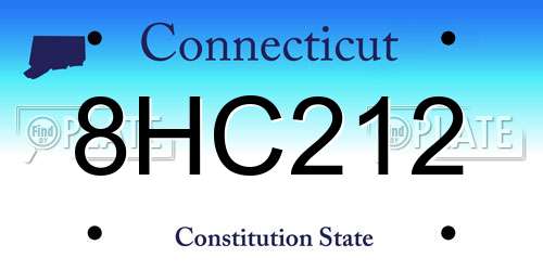8HC212 Connecticut License Plate