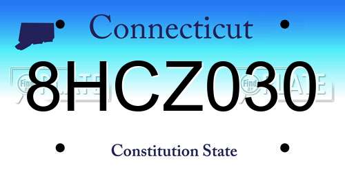 8HCZ030 Connecticut License Plate