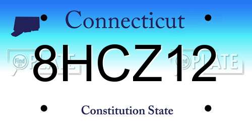 8HCZ12 Connecticut License Plate