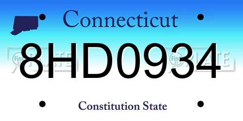 8HD0934 Connecticut License Plate