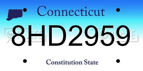 8HD2959 Connecticut License Plate