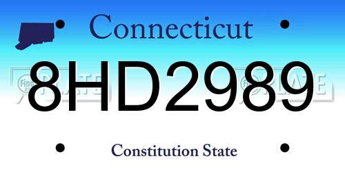 8HD2989 Connecticut License Plate
