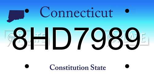 8HD7989 Connecticut License Plate