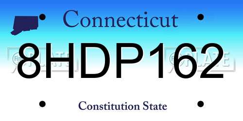 8HDP162 Connecticut License Plate