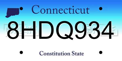 8HDQ934 Connecticut License Plate