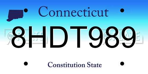 8HDT989 Connecticut License Plate