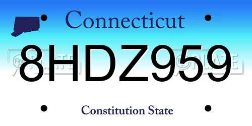 8HDZ959 Connecticut License Plate