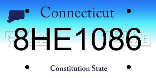 8HE1086 Connecticut License Plate