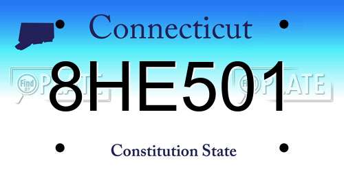 8HE501 Connecticut License Plate