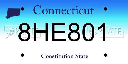 8HE801 Connecticut License Plate