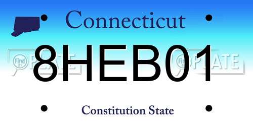 8HEB01 Connecticut License Plate