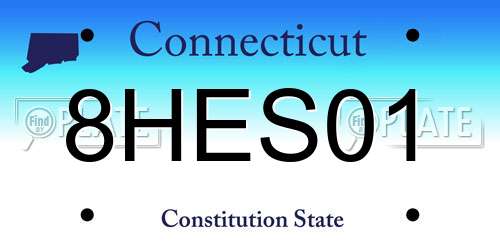 8HES01 Connecticut License Plate