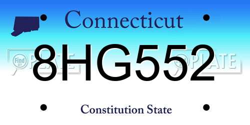 8HG552 Connecticut License Plate